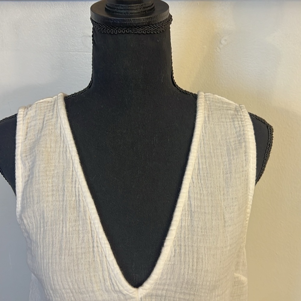 RAILS Parker Sleeveless White Cotton Romper Drawstring Waist Sz. S. - Picture 5 of 11